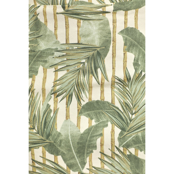 Show Me Your Mumu Delia Bamboo Palm Leaf Print Ruffled Denim Crop Top XL NWT - Picture 4 of 8